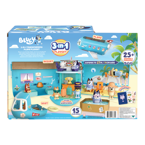 Bluey S11 3 in 1 Airplane Playset Planet Fun NZ