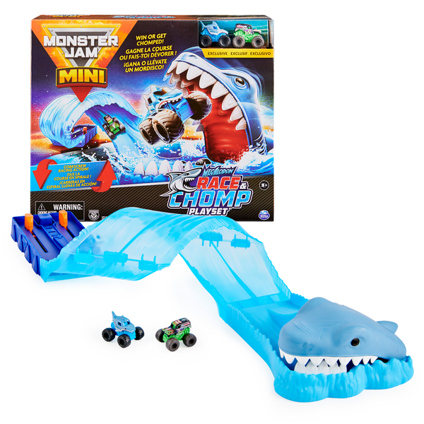 Monster Jam Mini Megalodon Race and Chomp Playset