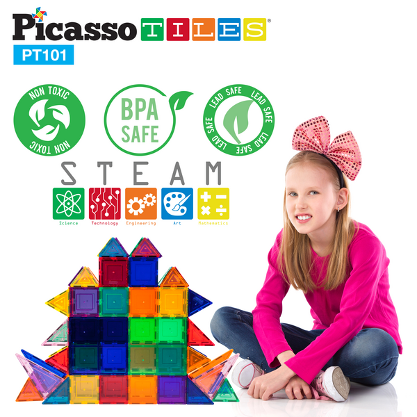 Picasso Tiles 101 Piece Magnetic Building Block Set
