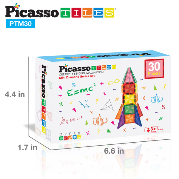 Picasso Tiles 30 Piece Mini Rocket Travel Set