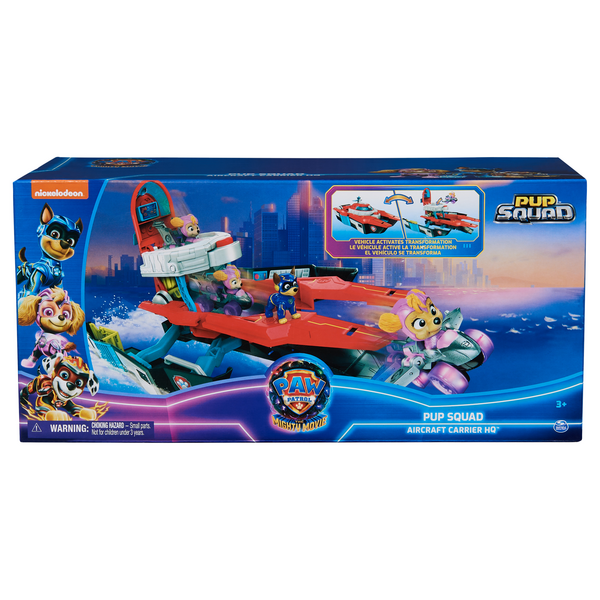PAW Patrol: The Mighty Movie Pup Squad Transforming Aircraft Carrier HQ