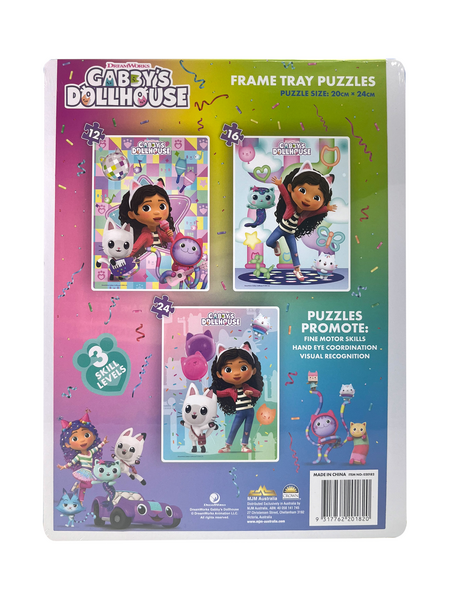 Gabby’s Dollhouse Frame Tray Puzzles 3 Pack