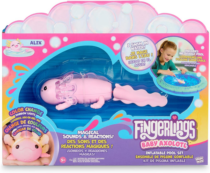 Fingerlings Interactive Baby Axolotl with Inflatable Pool