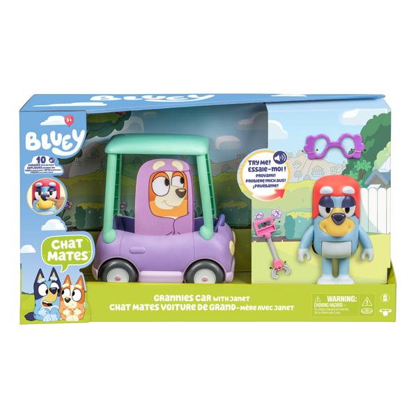 Bluey Chat Mates Figure & Vehicle – Grannies Car with Janet
