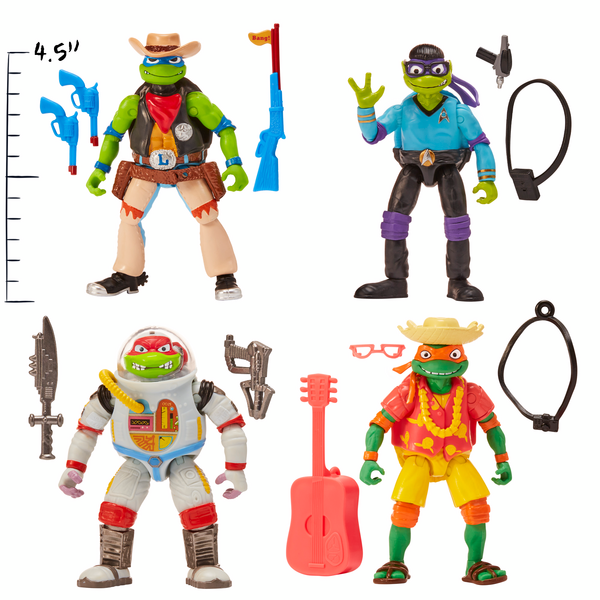 Teenage Mutant Ninja Turtles: Mutant Mayhem Costume Turtle Basic Figure 4-Pack Bundle