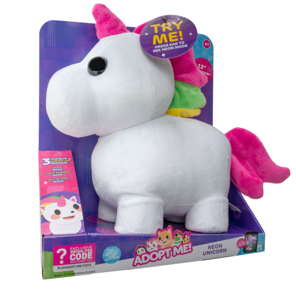  Adopt Me! Neon Unicorn Light-Up Plush - Soft and